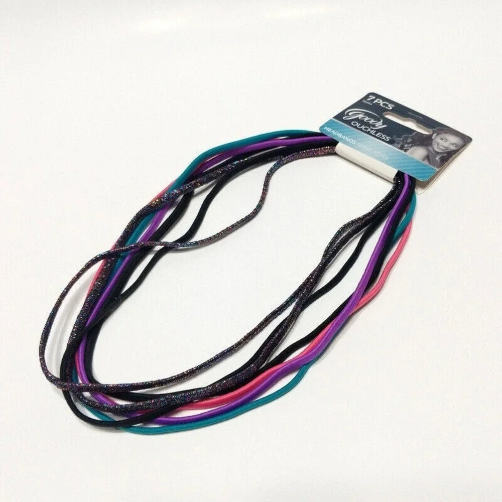 Goody Ouchless Elastic Headband 7 PCS Bright Aqua Blue Purple Coral and Black